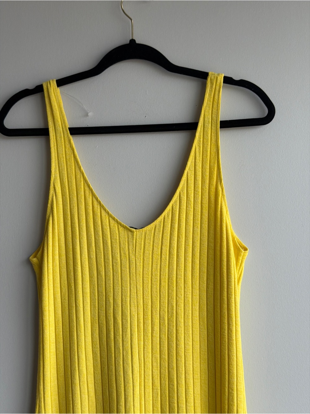 Zara Yellow Ribbed V-Neck Tank Dress - Picture 4 of 8